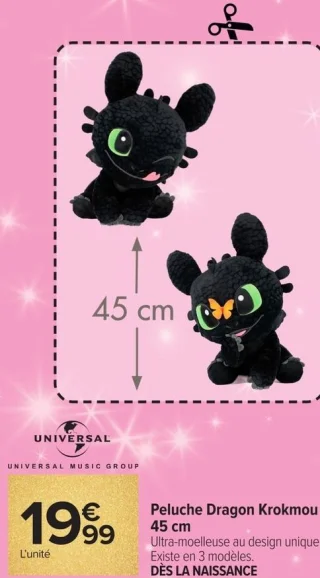 Peluche Dragon Krokmou 45 cm