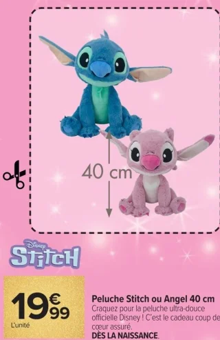 Peluche Stitch ou Angel 40 cm