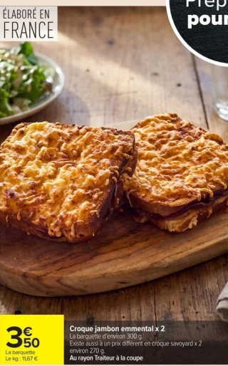 Croque jambon emmental x 2