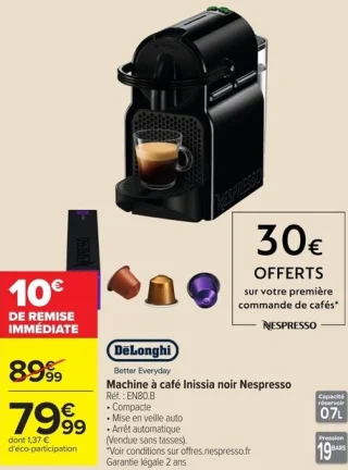 Machine à café Inissia noir Nespresso DeLonghi