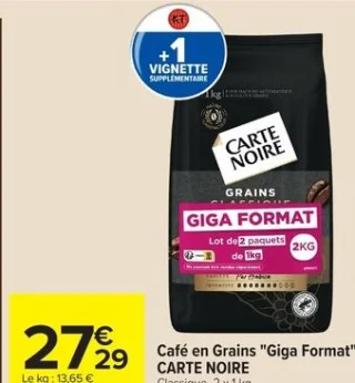 Café en Grains "Giga Format" CARTE NOIRE Classique