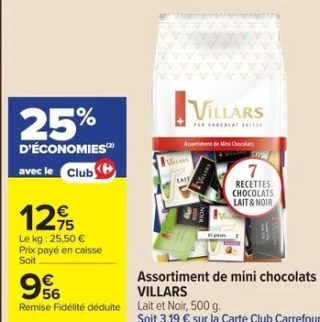 Assortiment de mini chocolats VILLARS Lait et Noir