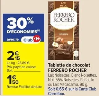 Tablette de chocolat FERRERO ROCHER