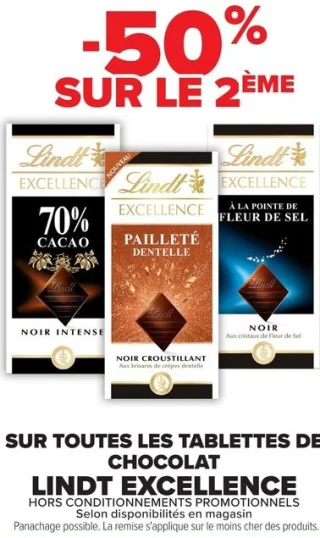 Tablettes de chocolat Lindt Excellence