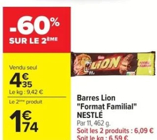 Barres Lion "Format Familial" NESTLE