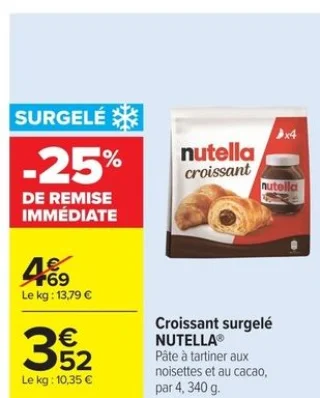 Croissant surgelé Nutella