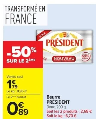 Beurre PRÉSIDENT Doux