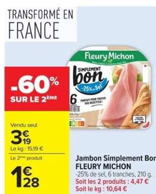 Jambon Simplement Bon FLEURY MICHON