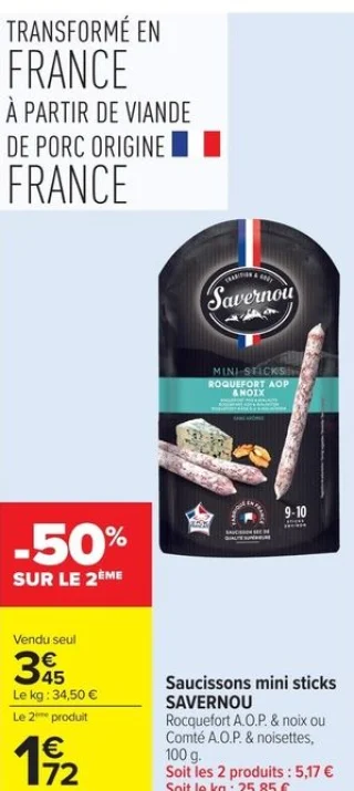 Saucissons mini sticks SAVERNOU