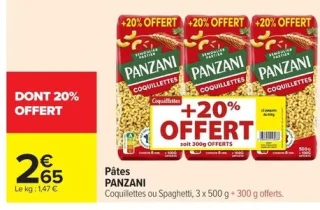 Pâtes PANZANI Coquillettes ou Spaghetti