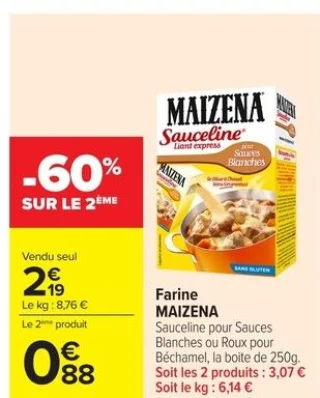 Farine MAIZENA Sauceline pour Sauces Blanches ou Roux