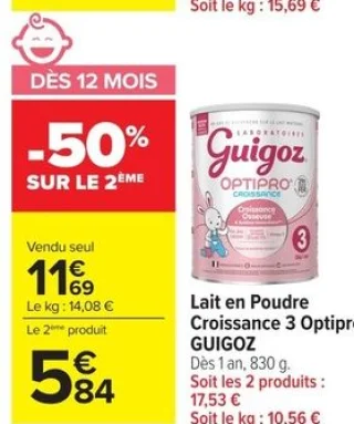 Lait en Poudre Croissance 3 Optipro GUIGOZ