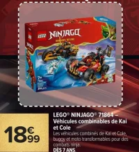 LEGO® NINJAGO® 71864 – Véhicules combinables de Kai et Cole