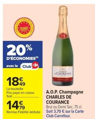 A.O.P. Champagne CHARLES DE COURANCE Brut ou Demi Sec