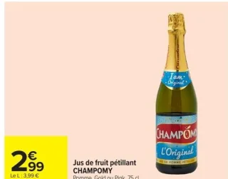 Jus de fruit pétillant CHAMPOMY Pomme, Gold ou Pink