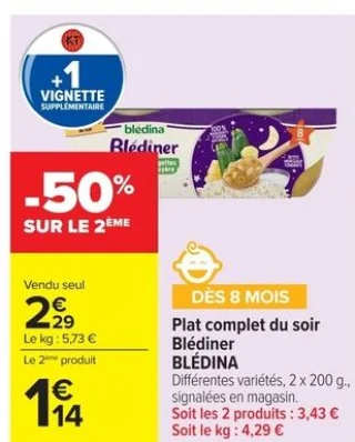 Plat complet du soir Blédiner Blédina