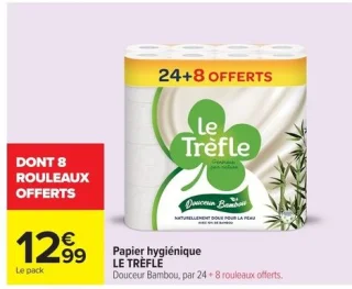 Papier hygiénique LE TRÈFLE Douceur Bambou