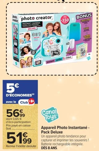 Canal Toys Appareil Photo Instantané - Pack Deluxe