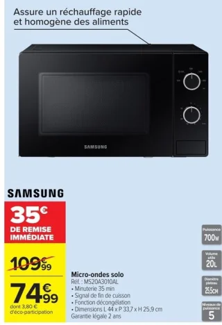 Micro-ondes solo Samsung MS20A3010AL