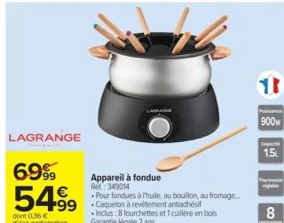 Appareil à fondue Lagrange 349014