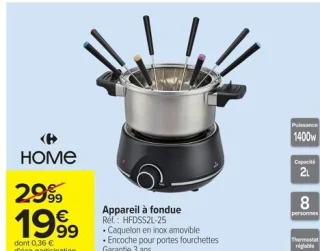 Appareil à fondue HOME HFDSS2L-25