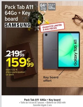 Pack Samsung Galaxy Tab A11 64Go + Key board