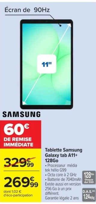 Tablette Samsung Galaxy tab A11+ 128Go