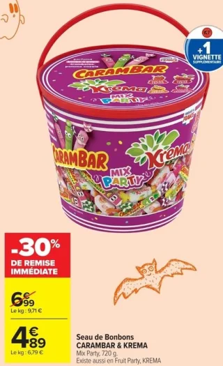 Seau de Bonbons CARAMBAR & KREMA Mix Party