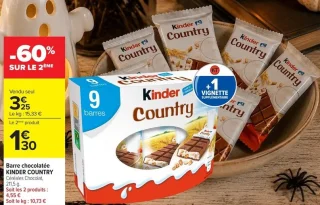 Barre chocolatée KINDER COUNTRY Céréales Chocolat