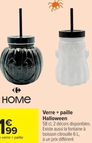Verre + paille Halloween