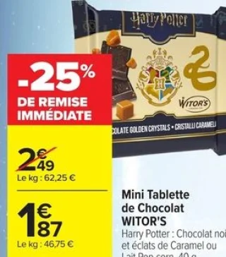 Mini Tablette de Chocolat WITOR'S Harry Potter