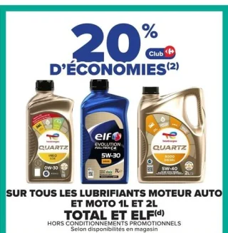 Lubrifiants moteur auto et moto 1L et 2L Total et Elf