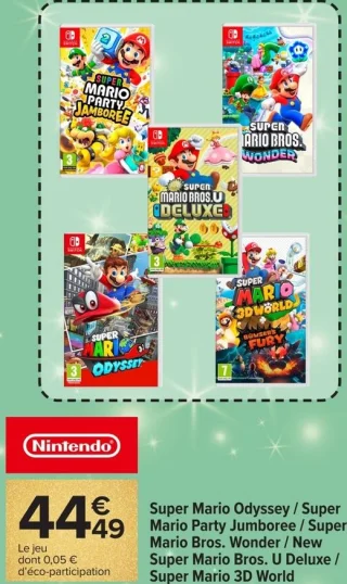 Super Mario Odyssey / Super Mario Party Jamboree / Super Mario Bros. Wonder / New Super Mario Bros. U Deluxe / Super Mario 3D World + Bowser's Fury
