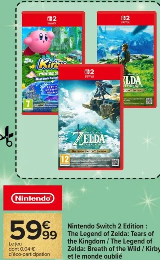 Nintendo Switch 2 Edition : The Legend of Zelda: Tears of the Kingdom / The Legend of Zelda: Breath of the Wild / Kirby et le monde oublié