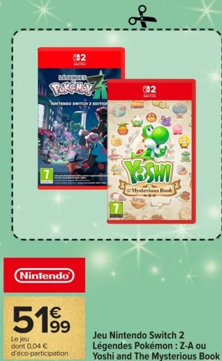 Jeu Nintendo Switch 2 Légendes Pokémon : Z-A ou Yoshi and The Mysterious Book