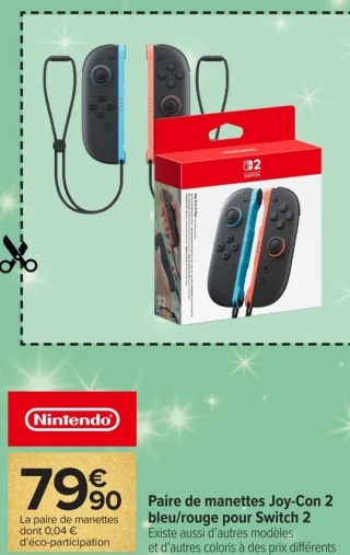 Paire de manettes Joy-Con 2 bleu/rouge pour Switch 2