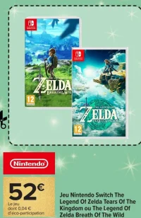 Jeu Nintendo Switch The Legend Of Zelda Tears Of The Kingdom ou The Legend Of Zelda Breath Of The Wild