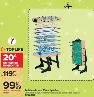 La table de jeux 15 en 1 pliable TOPLIFE