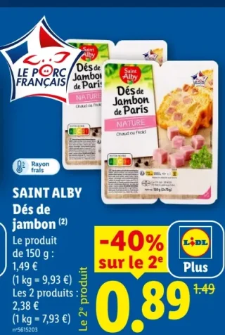 Saint Alby Dés de jambon de Paris