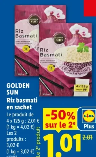 GOLDEN SUN Riz basmati en sachet