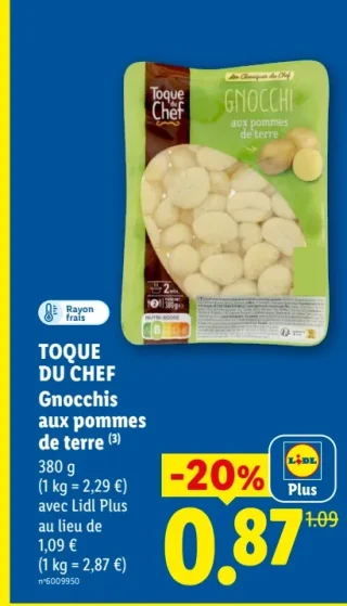 Gnocchis aux pommes de terre Toque du Chef