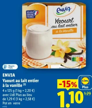 ENVIA Yaourt au lait entier à la vanille