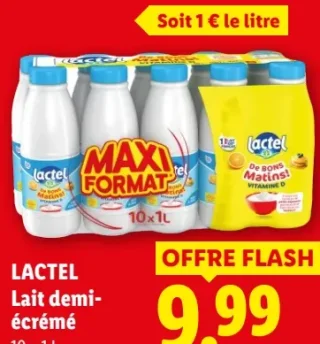 Lait demi-écrémé Lactel Maxi Format