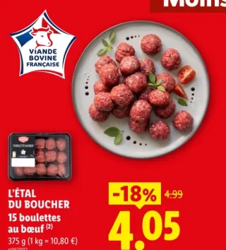 L'Étal du Boucher 15 boulettes au bœuf