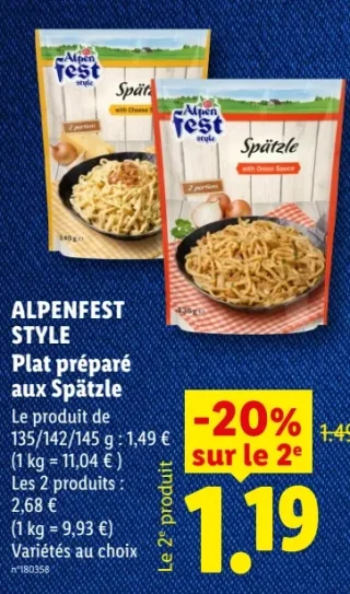 ALPENFEST STYLE Plat préparé aux Spätzle