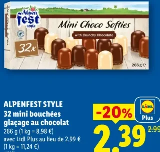 ALPENFEST STYLE 32 mini bouchées glaçage au chocolat Mini Choco Softies