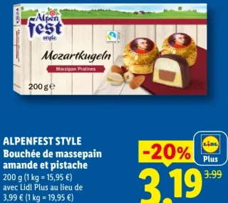 ALPENFEST STYLE Bouchée de massepain amande et pistache Mozartkugeln