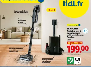 SILVERCREST Aspirateur sans fil cyclonique avec station multifonction Premium
