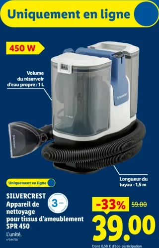 SILVERCREST Appareil de nettoyage pour tissus d'ameublement SPR 450