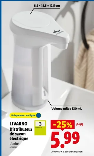 LIVARNO Distributeur de savon électrique